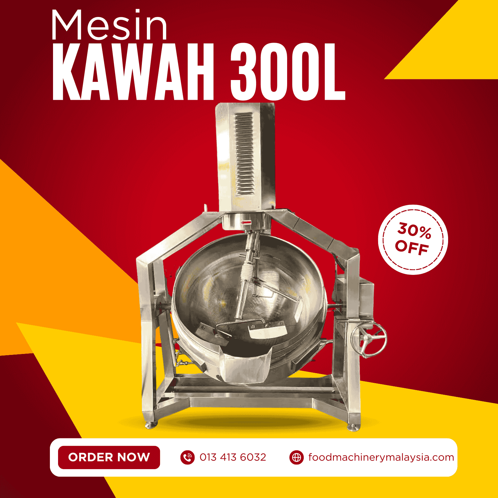 Mesin Kawah 300L – Semi Auto Gas Planetary Mixer