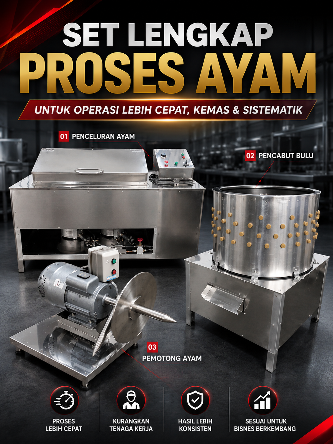 Set Mesin Proses Ayam Waffiy Industries