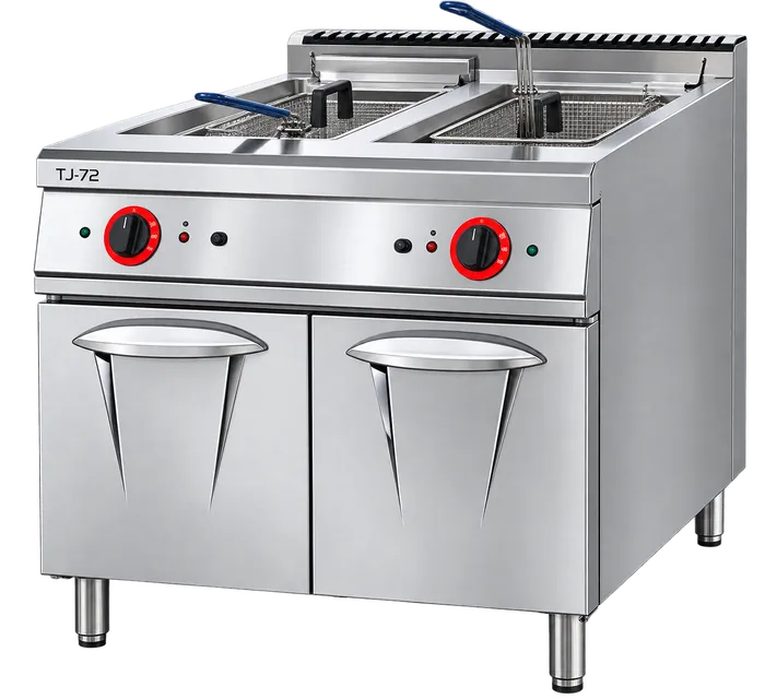 ASDF-785 Electric Fryer 2 Tank 2 Basket with Cabinet