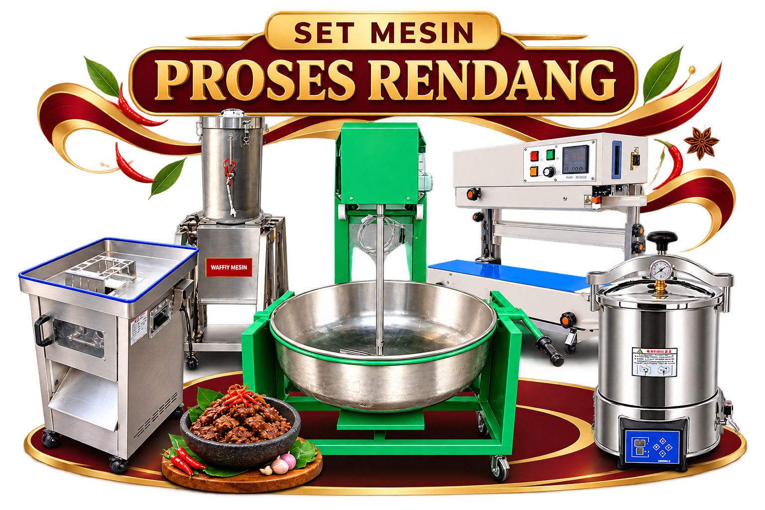 Set Mesin Proses Rendang Waffiy Industries