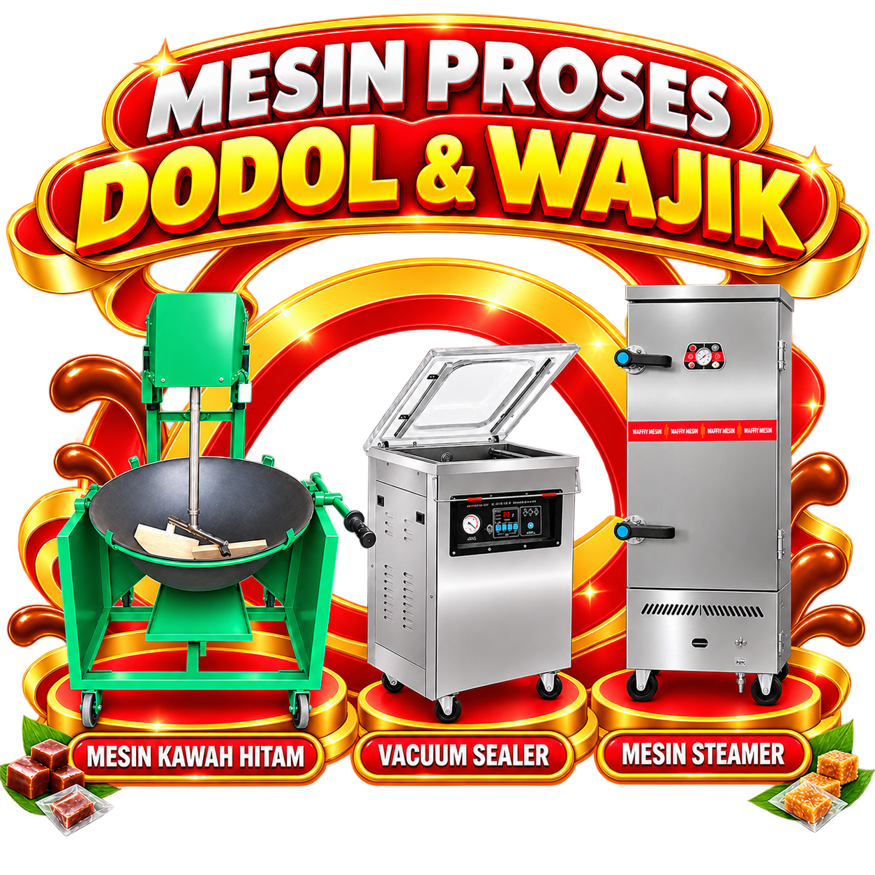 Set Mesin Proses Dodol & Wajik Waffiy Industries